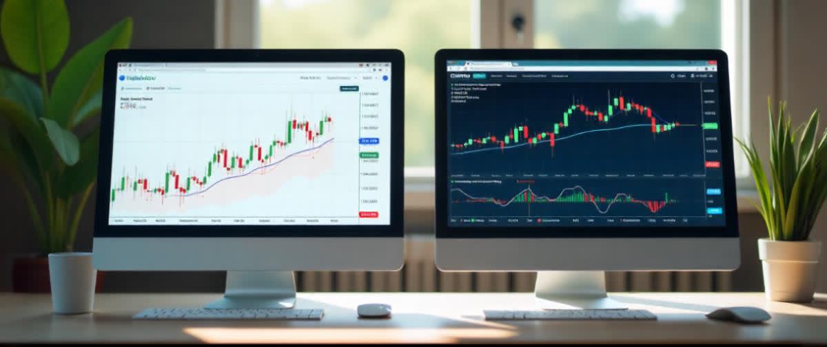 TradingView moderna diagram & social vs MT4 klassisk terminal med forex & algoritmer.