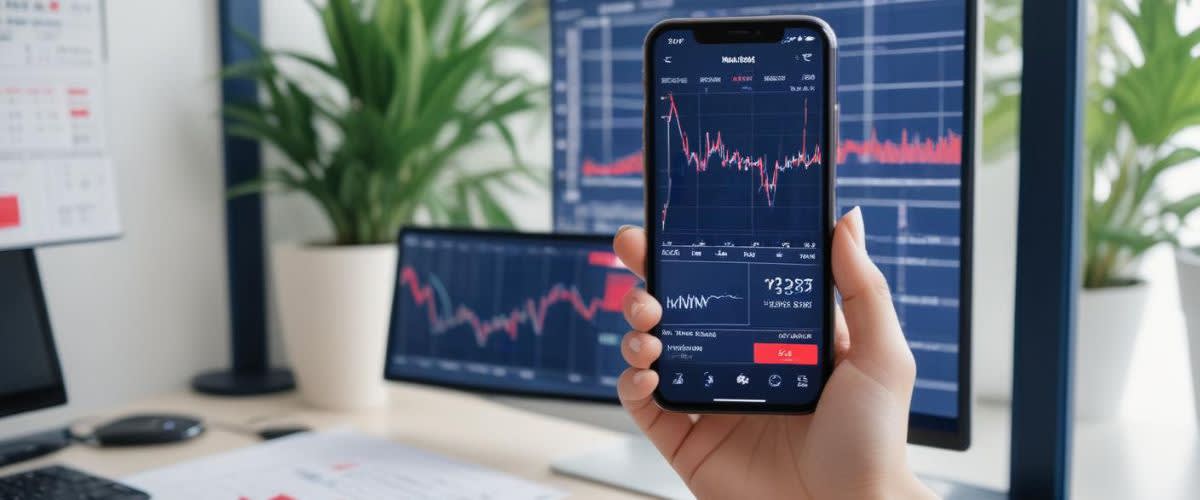 Trading Signal: A trading price chart and trading signal are shown on a mobile phone screen 