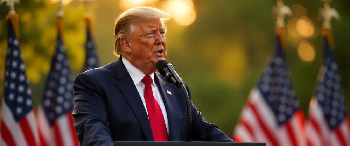 Donald Trump tillkännagav en tull på 50 % på EU-varor från ett podium i Vita husets rosenträdgård.