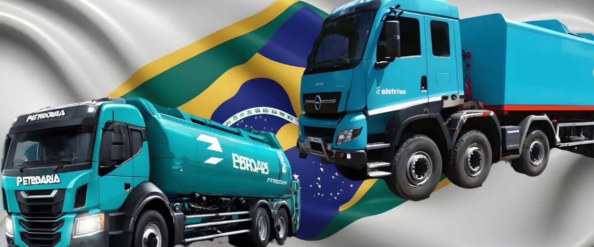 Top dividend shares in Brazil: 2 trucks in front of Brazil's flag, showing top dividend shares.