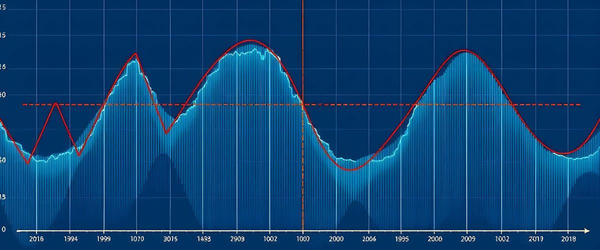 A graph depicting a waveform with a death cross pattern.