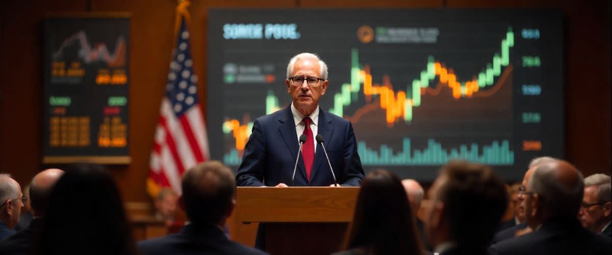 Powell talar om Fed-protokoll, inflationsrisk stiger, handlare följer räntor och tull, grafer