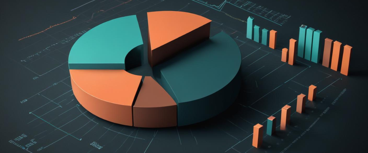 Inntjening per aksje: Et 3D-kakediagram med inntjening per aksje EPS delt inn i distinkte seksjoner.