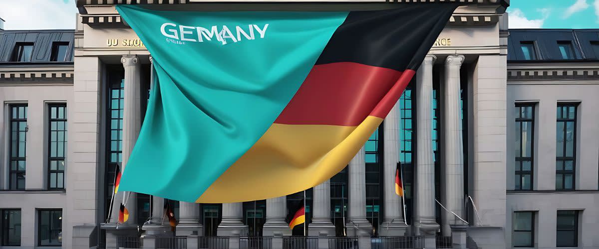 Cos'è il DAX: la bandiera tedesca sventola davanti al palazzo del parlamento.