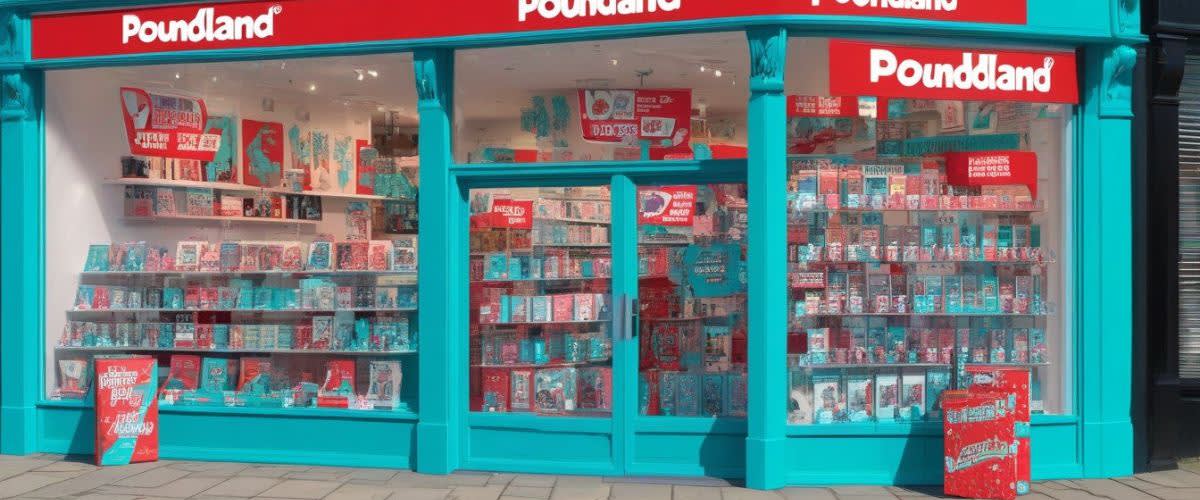 penny stocks trading image representation with a poundland store full of offers in the shop window