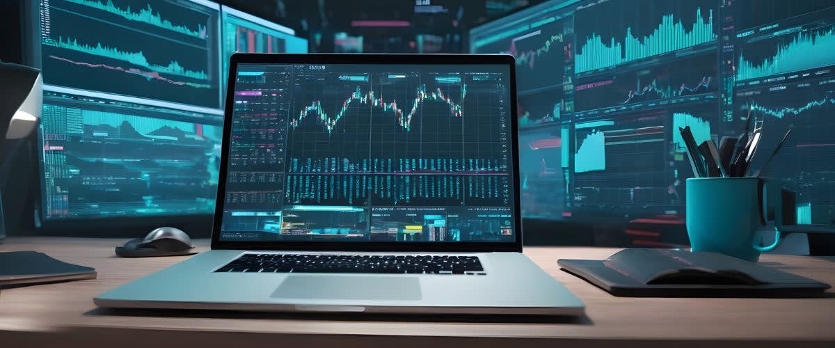 How many trading days in a year: A laptop displaying stock market data.