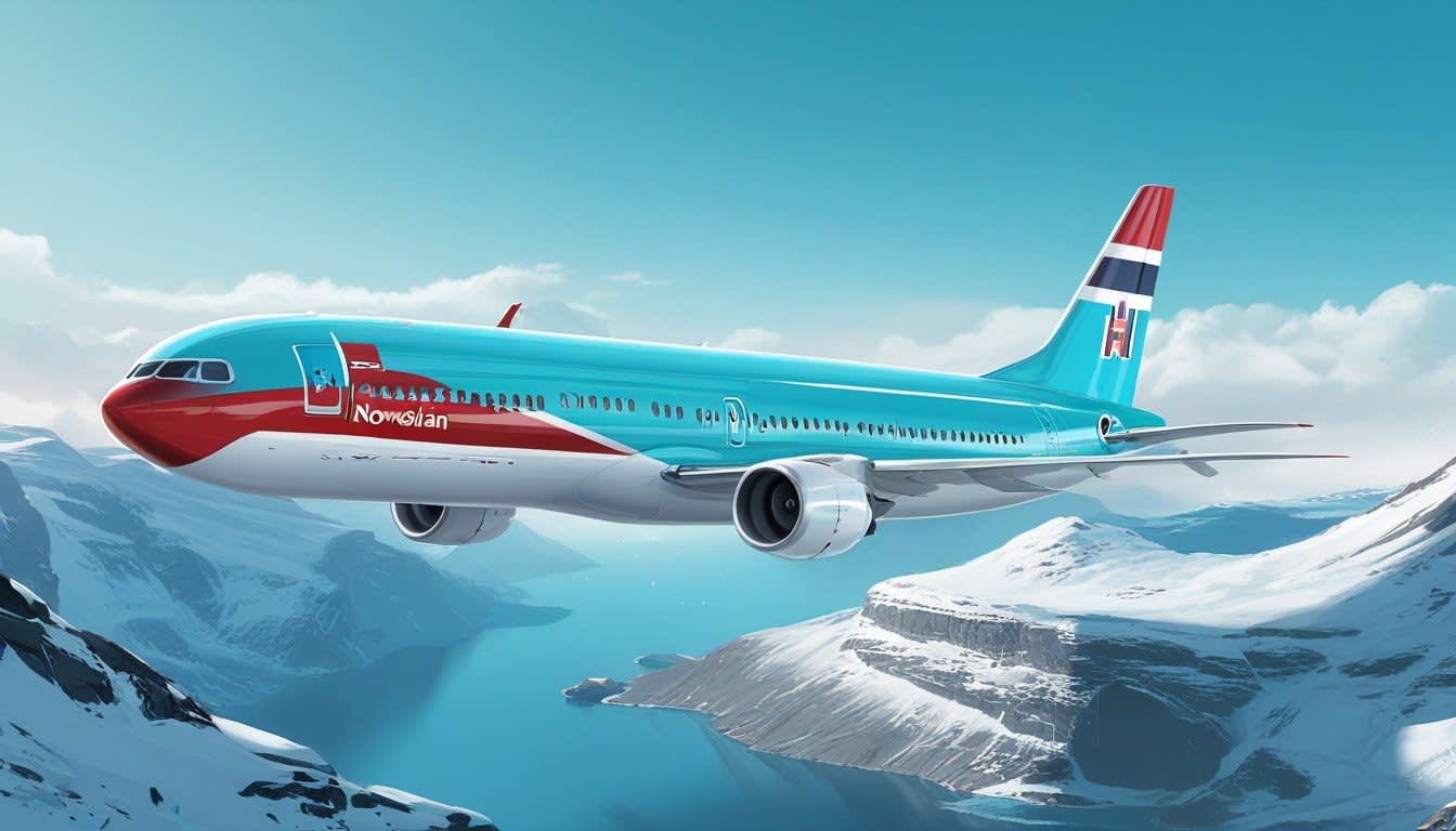 Norwegian airline share image representation of a norwegian airline in the sky