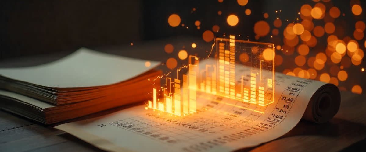 Old finance tools hit by digital wave, morphing into live charts and glowing data.