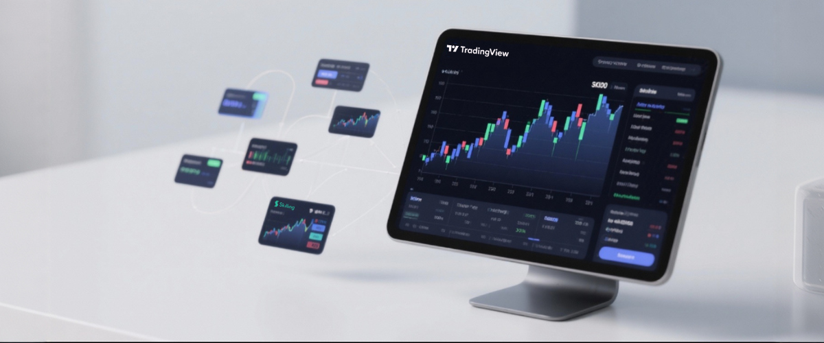 Rent digitalt konsept: TradingView-analyse koblet til Skilling-utførelse.