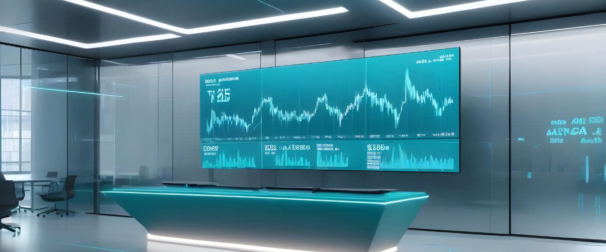 Fair value gap: A trading chart on a big screen, representing fair value gap.