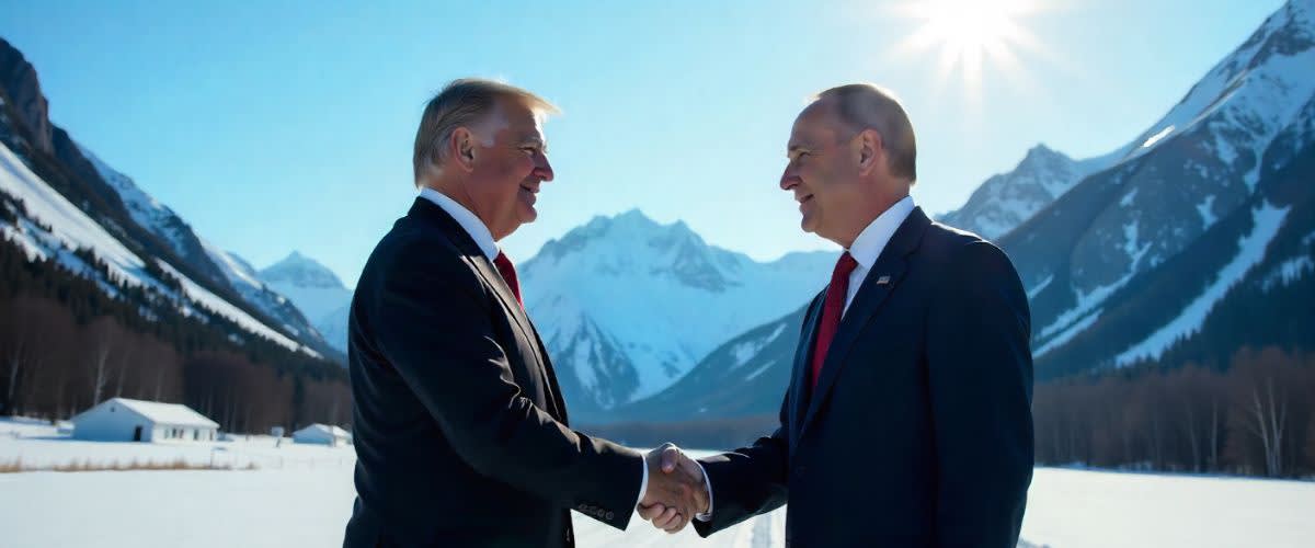 US–Russland-toppmøte i Alaska; ledere håndhilser.
