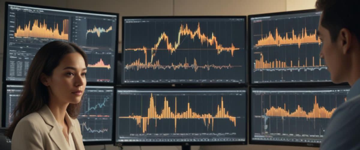 Copy Trading: Traders analyzing market data on screens, representing the concept of copy trading.