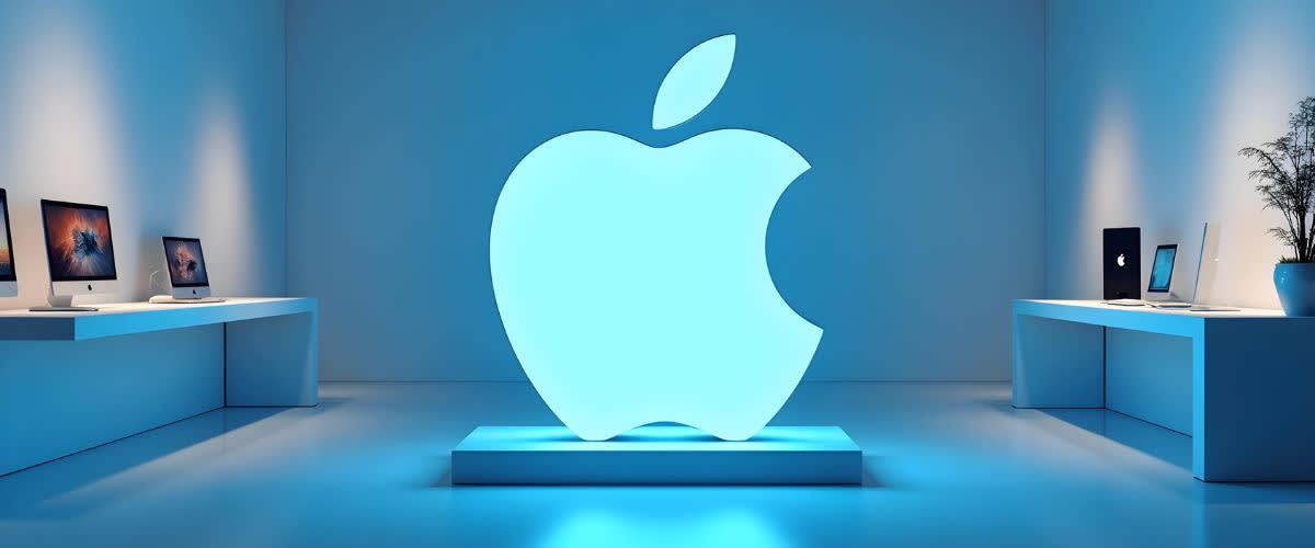 Ramalan saham Apple: Paparan beberapa produk Apple Inc. dengan logo Apple.