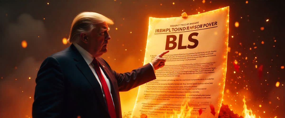 Trump points angrily at the cracked jobs report as markets crash, USD falls, data vs rhetoric.