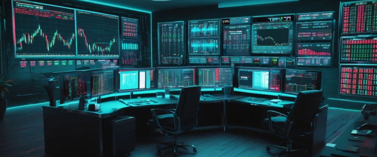 risks and rewards of trading cfds image representation with risk and rewards values in screens in a trading floor