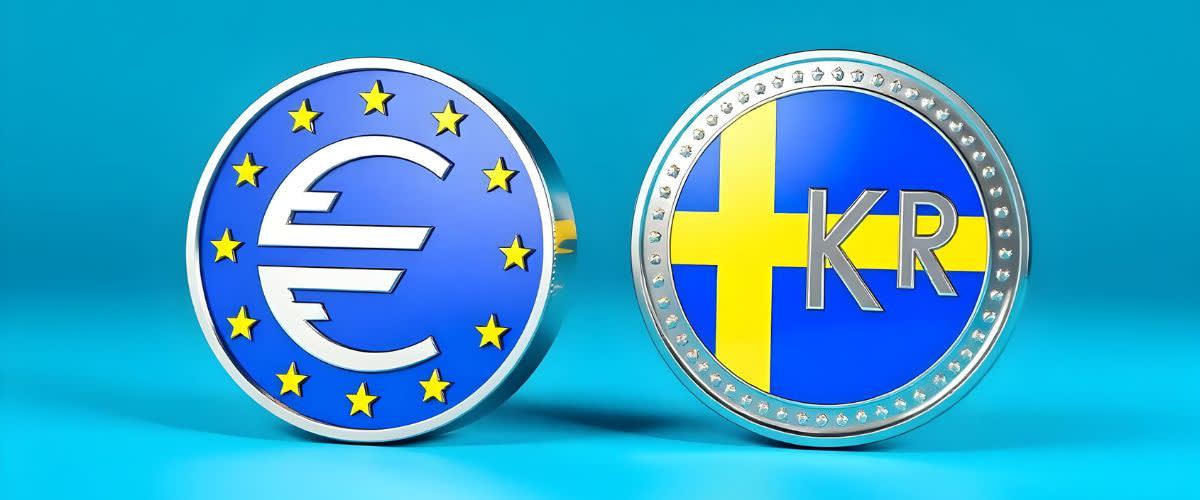 Perdagangan EURSEK: Ilustrasi simbol mata wang EUR dan SEK.