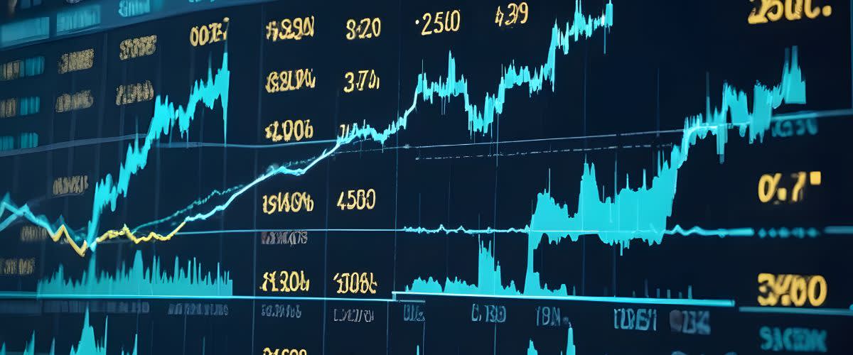 Bagaimana bursa saham berfungsi: Carta pasaran saham pada skrin komputer.