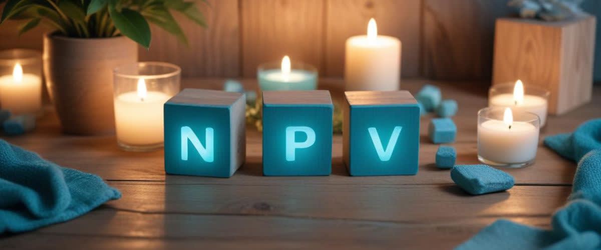 什麼是 NPV（淨現值）：拼字 NPV 的文字區塊。