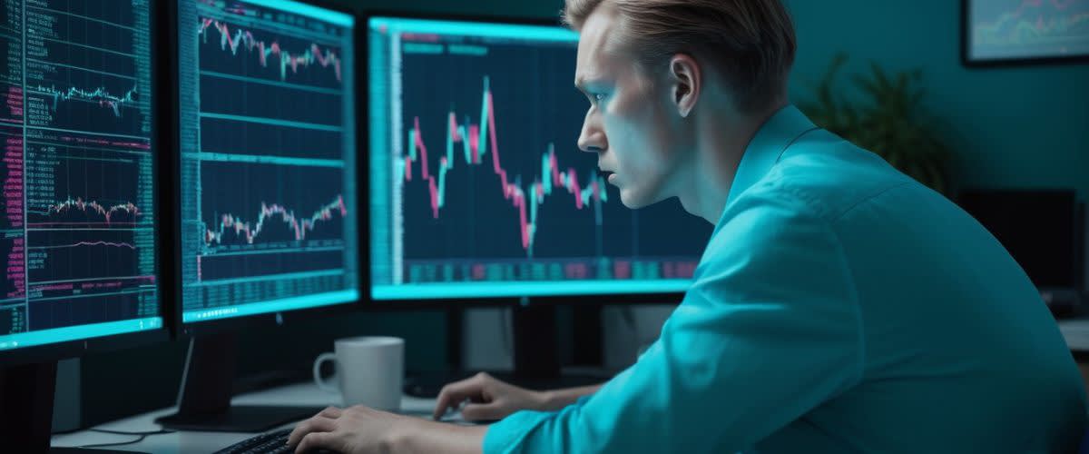 How to become a trader: Image showing a trader staring at trading charts