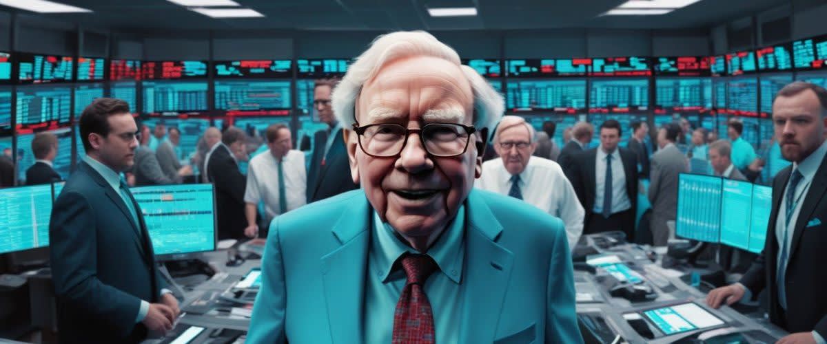 How to invest in the stock market: image of warren buffett surrounded by traders eager to learn.