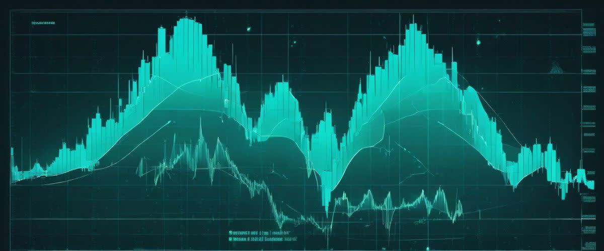 Harmonic pattern: Computer screen displaying stock market graph with harmonic pattern.