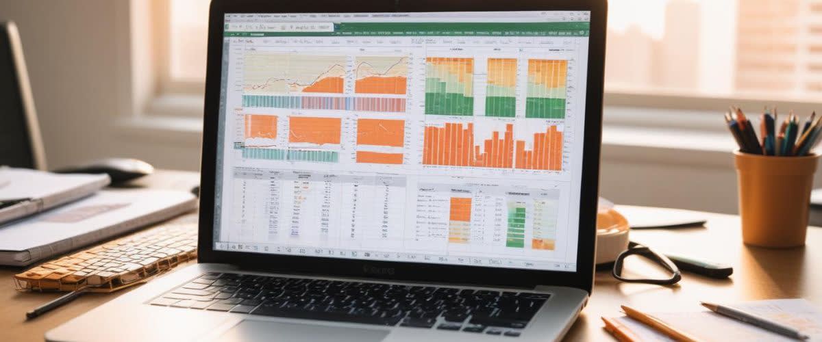 Excel spreadsheet on a laptop, numeric comparisons of Year-To-Date YTD performance.