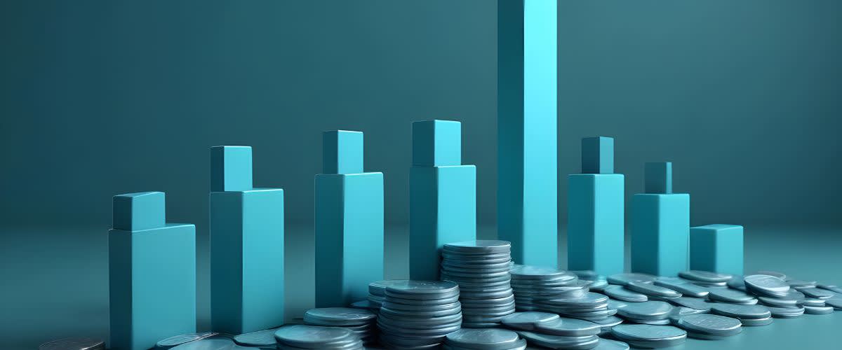 Turnover: Bar chart na nagpapakita ng mga barya na naka-stack sa itaas, na kumakatawan sa turnover.