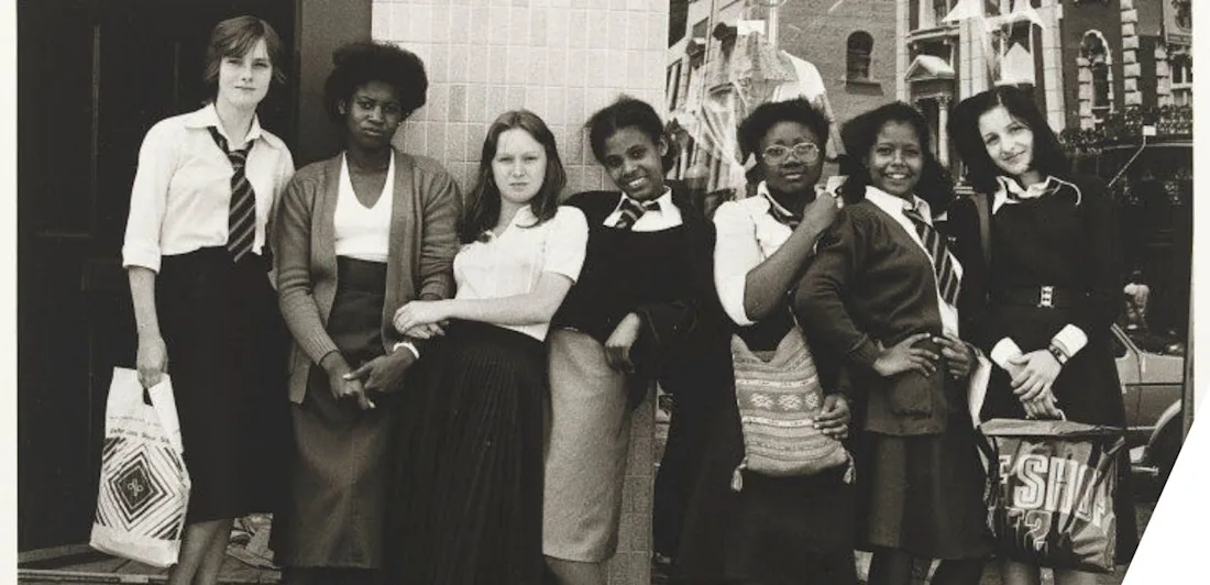 Schoolgirls stood in a line