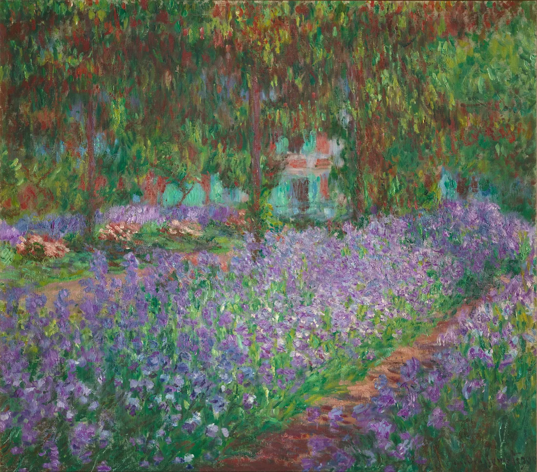 Pathway in Monet's Garden at Giverny - Claude Monet Hand-painted Oil  Painting Reproduction, Spruce, Cypress Trees and Blooming Irises Flower -  Etsy Sweden, image size:1100x968