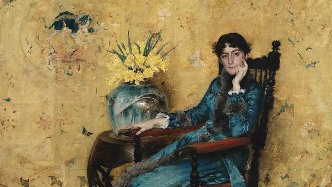 A woman sat in a chair