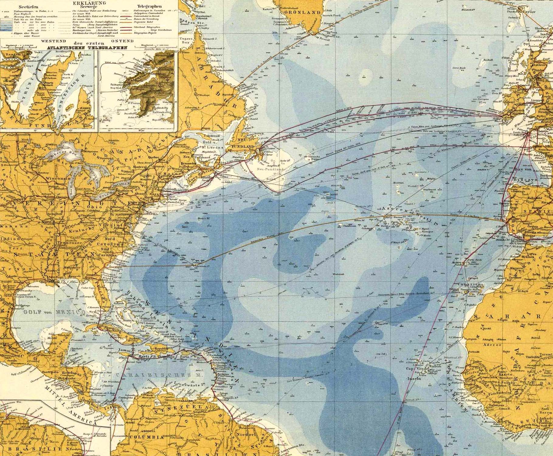 a map showing the north Atlantic ocean.