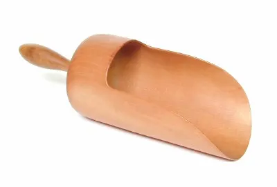colour photograph of a wooden scoop
