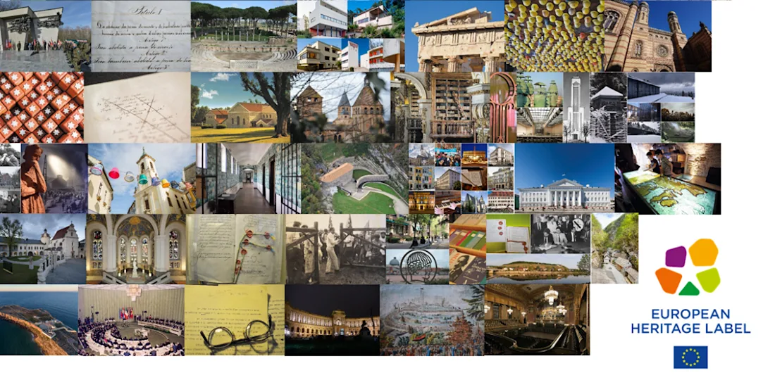 Compilation of photographs showing built cultural heritage sites