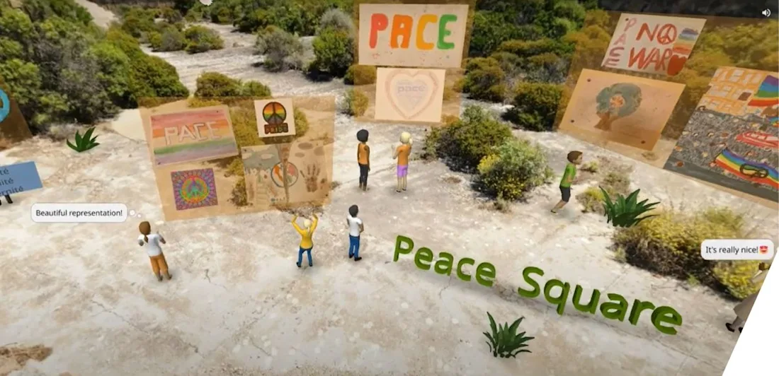 Screenshot of digital space in Europeana hubs with words Pace and Peace Square