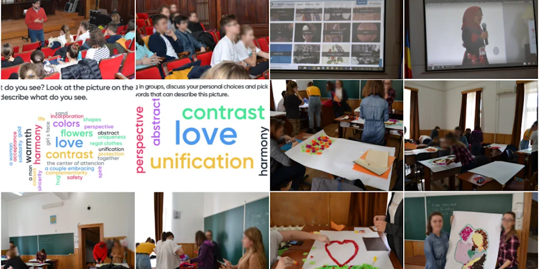 A collage of photos showing students in the classroom