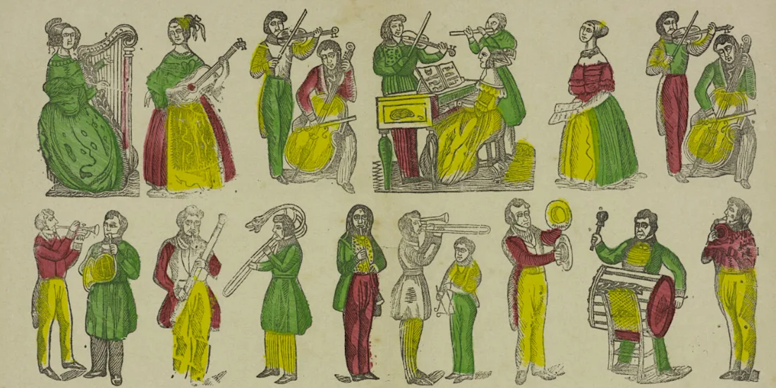 Figures playing musical instruments