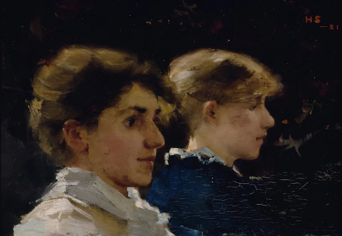 Kaksi naisprofiilia (etualalla Marianne Preindelsberger), Helene Schjerfbeck, 1881, Finnish National Gallery, Netherlands, CC0