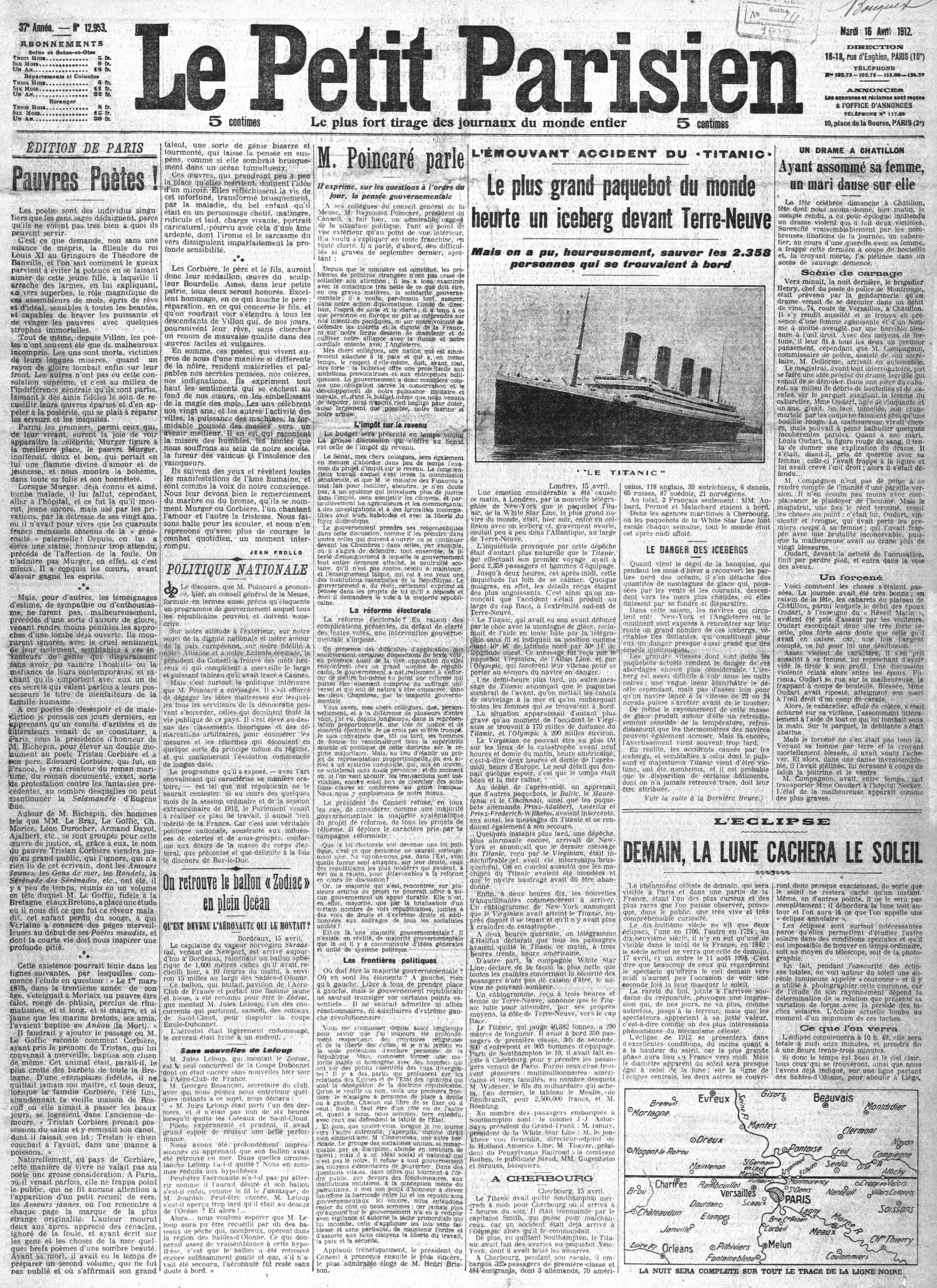titanic newspaper