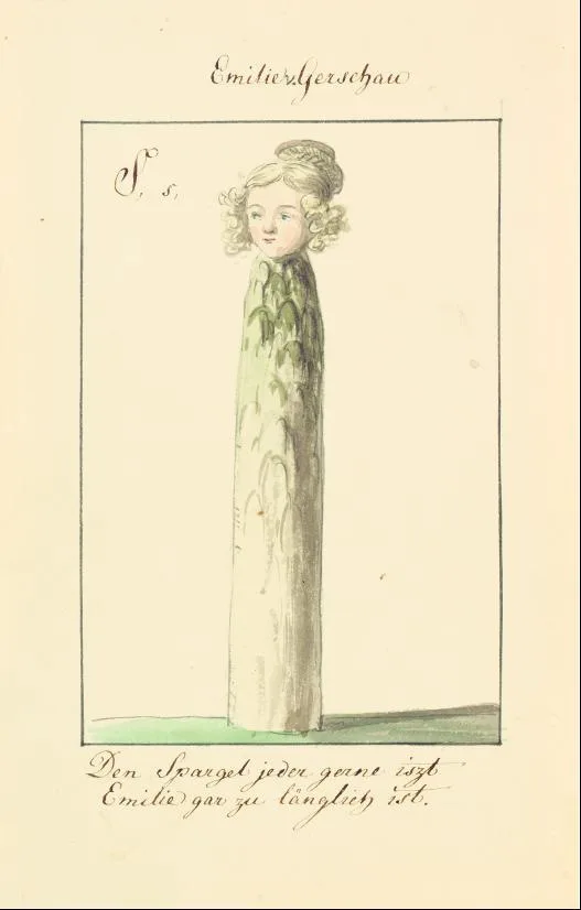 illustration with the head of a woman on a spear of asparagus