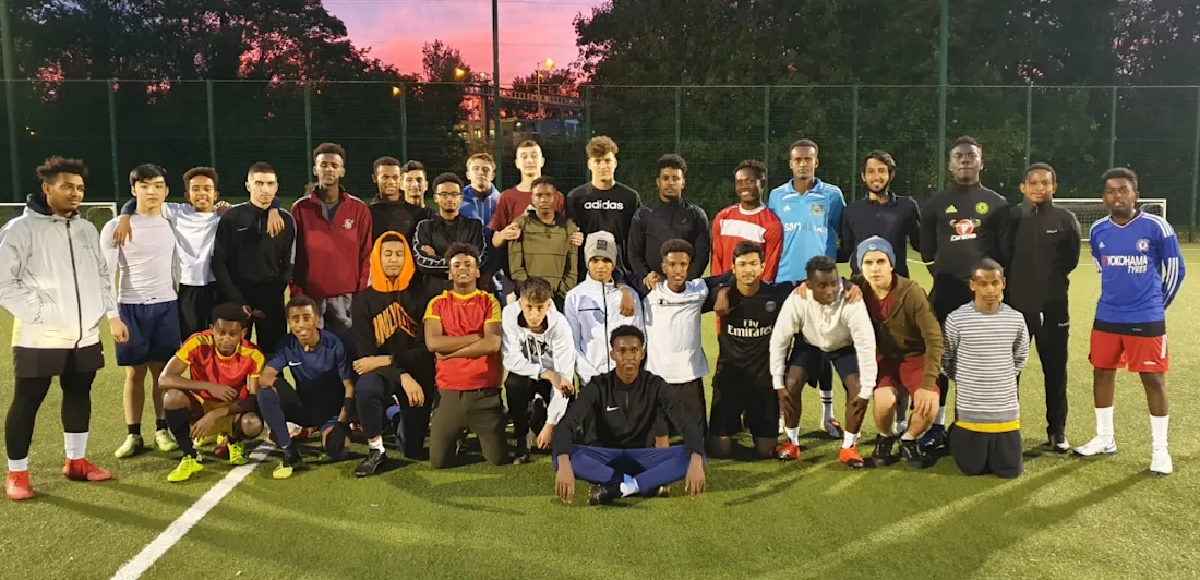 A football team posing for a photograph