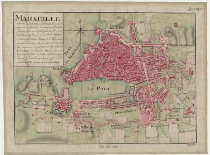 'Marseille, ancienne et forte ville maritime de France, en Provence...' Bibliothèque Nationale de France, Public Domain Image