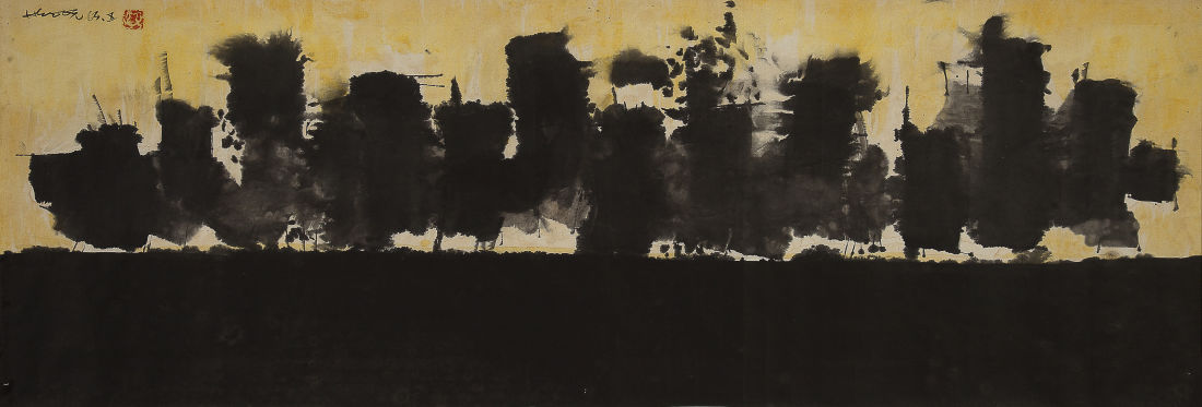 Hsiao Ming-Hsien, Black Forest, 1963, Ink on paper, 39,5 x 108,5 cm © Luc Pâris