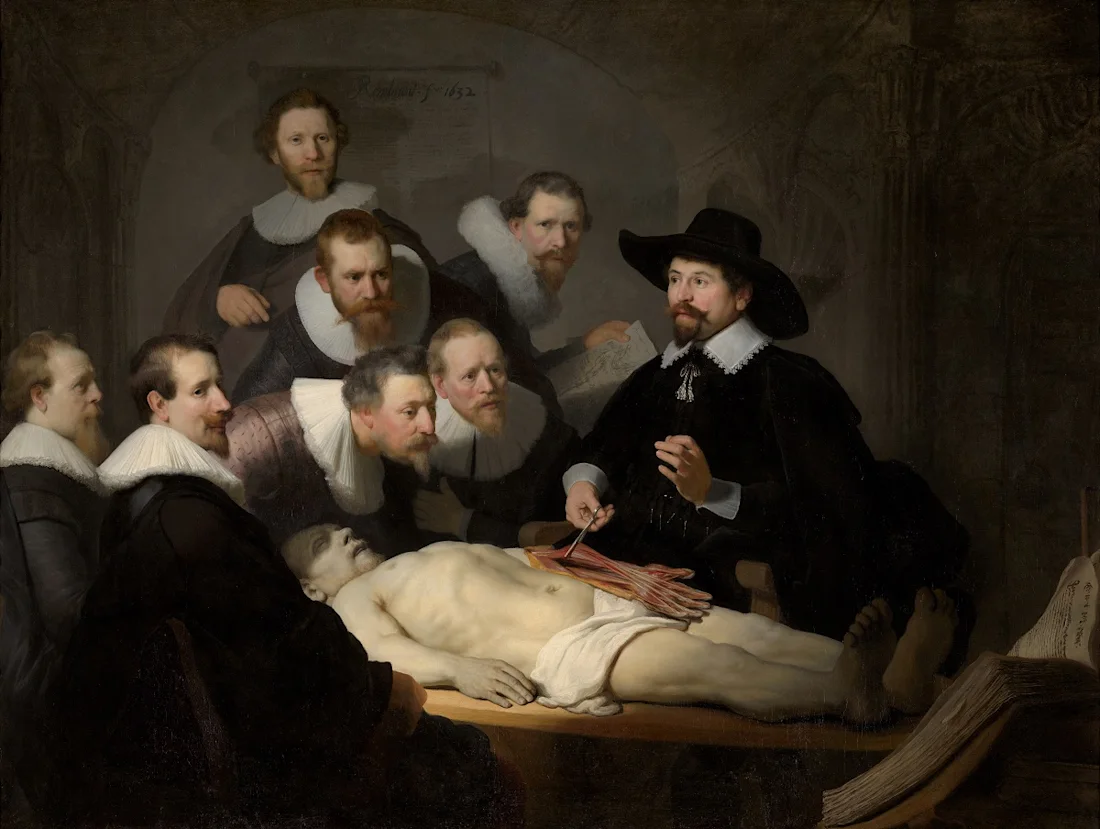 A group of surgeons are instructed in the anatomy of a corpse
