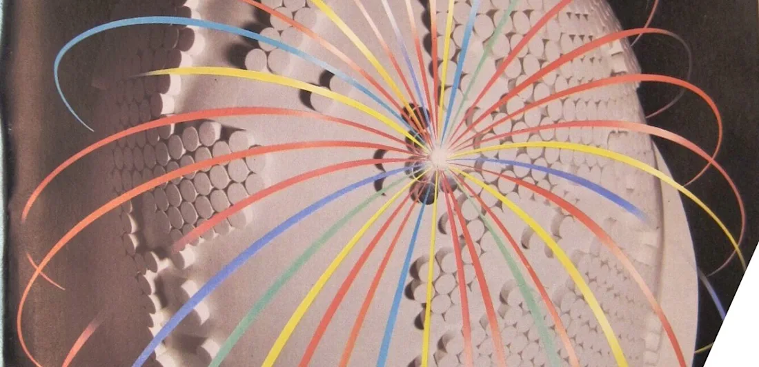 A 3D globe encased in colour lines