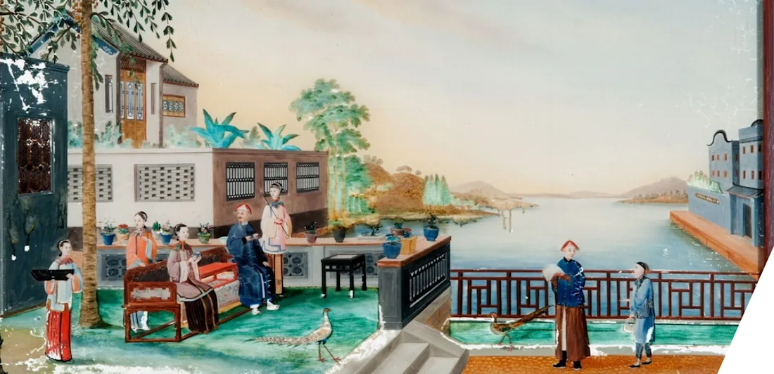 On what seems to be a balmy summer evening, somewhere in southern China, an official and his wife are sitting on a bench on a terrace on the bank of a wide body of water.