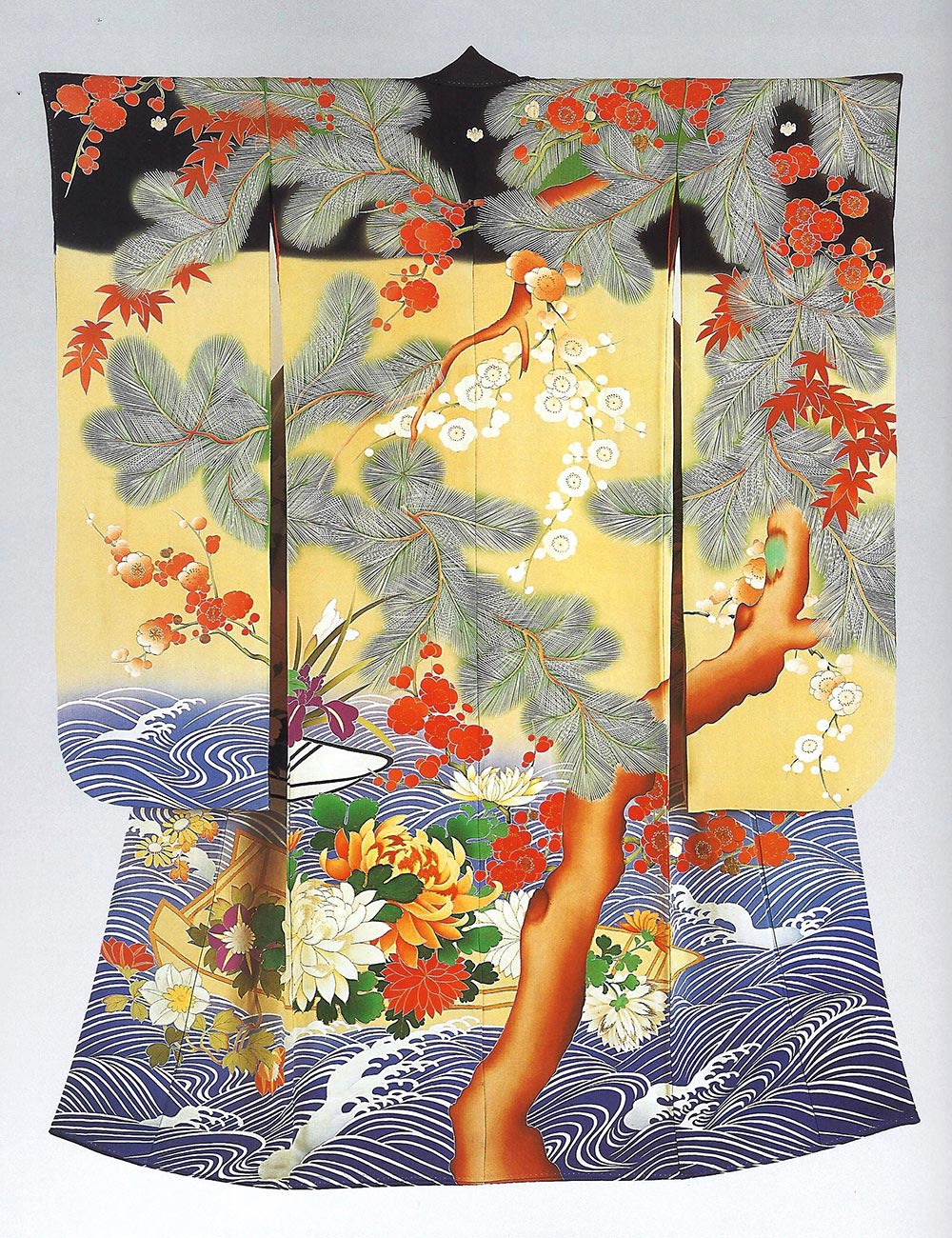 colour photograph of a decoratively detailed kimono