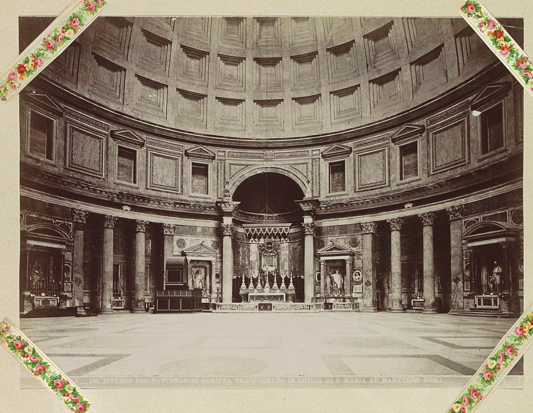 a sepia photograph of the interior of the Pantheon in Paris