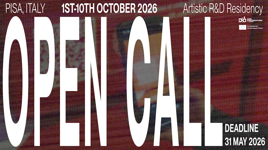 Text-heavy poster for an open call residency in Pisa, Italy, October 2026; deadline is 31 May 2026.