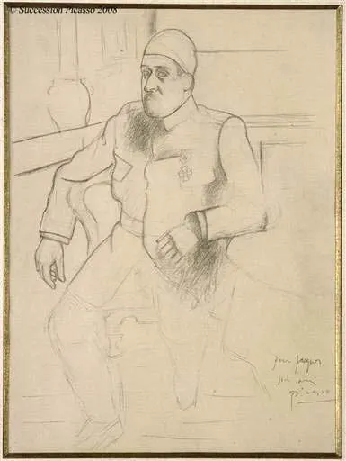 black and white drawing portrait of Guillaume Apollinaire
