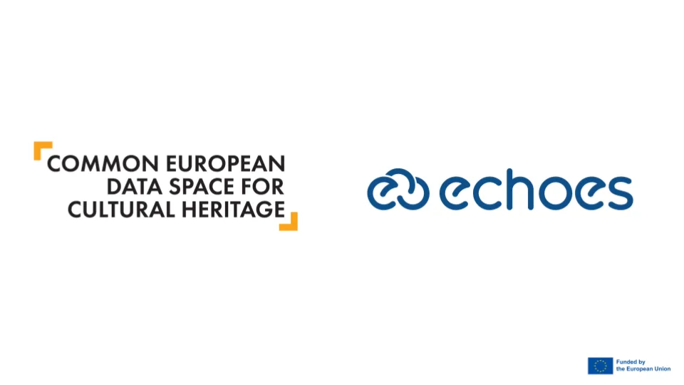 Logos of the common European data space for cultural heritage and ECHOES project. Alongside 'funded by the European Union' logo. 